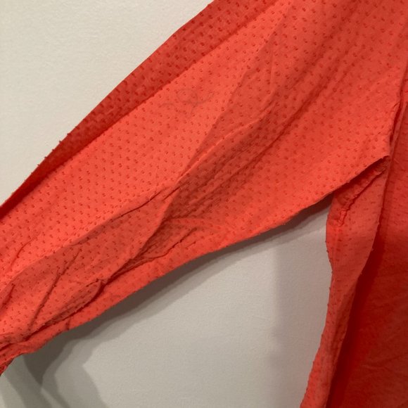 J CREW Ruffle Trim V-Neck Popover in Clip Dot Size Large NEW NWT Coral  Fall - Picture 5 of 9